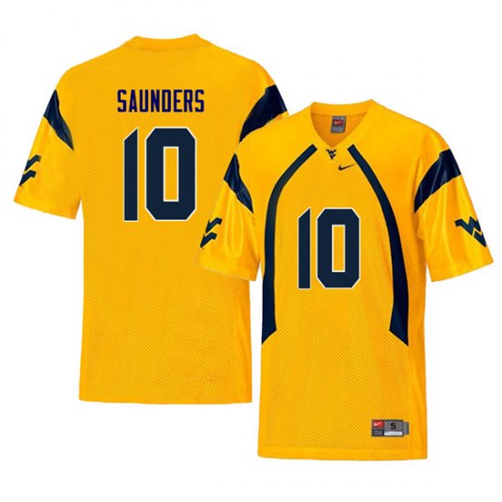 Men's West Virginia Mountaineers NCAA #10 Cody Saunders Yellow Authentic Nike Retro Stitched College Football Jersey RS15I64BS